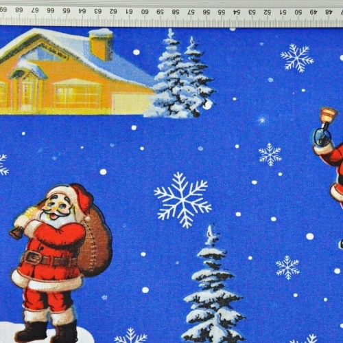 Baumwolle Weihnachten Weihnachtsmann / Blau